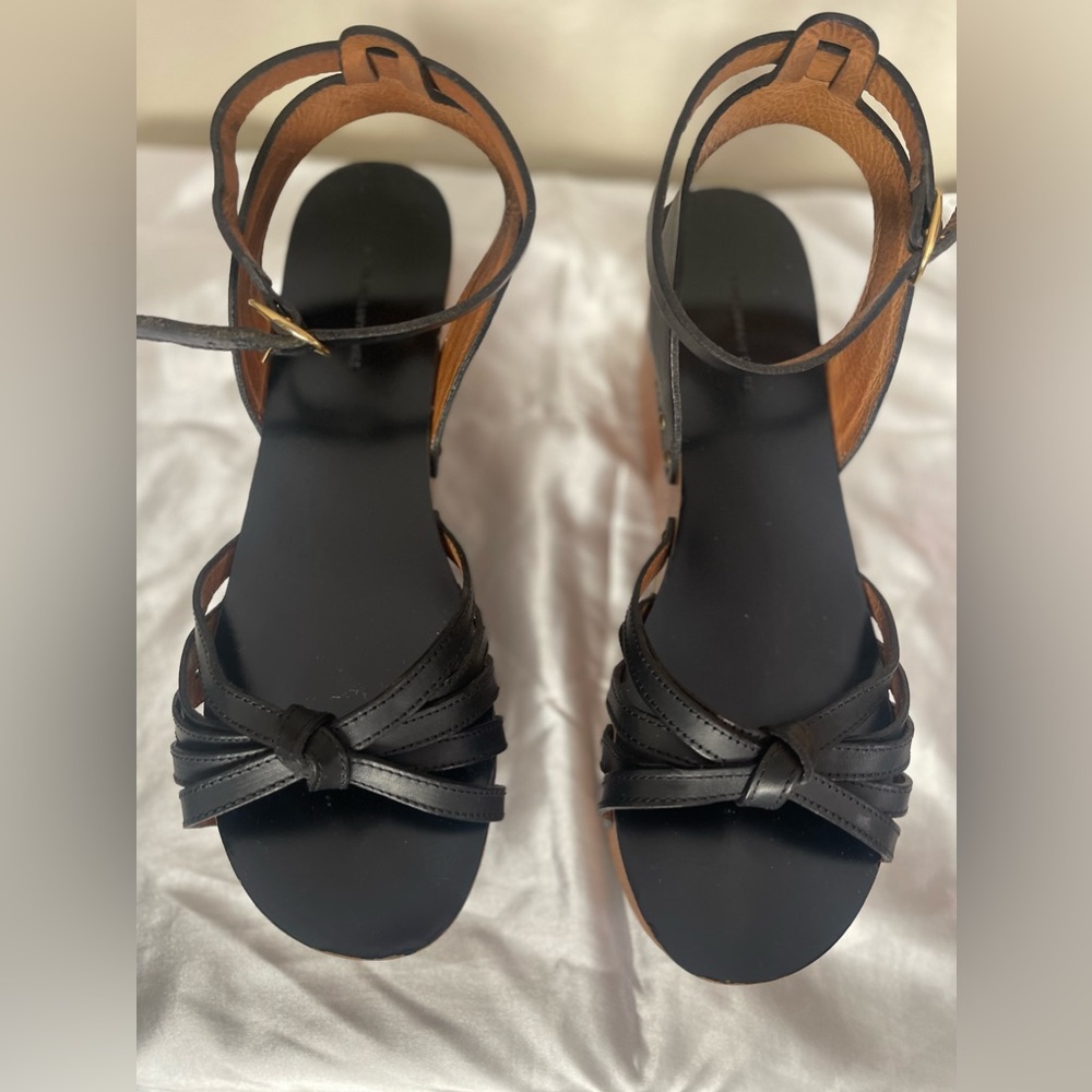 Isabel Marant Zia Platform Black Leather Sandals